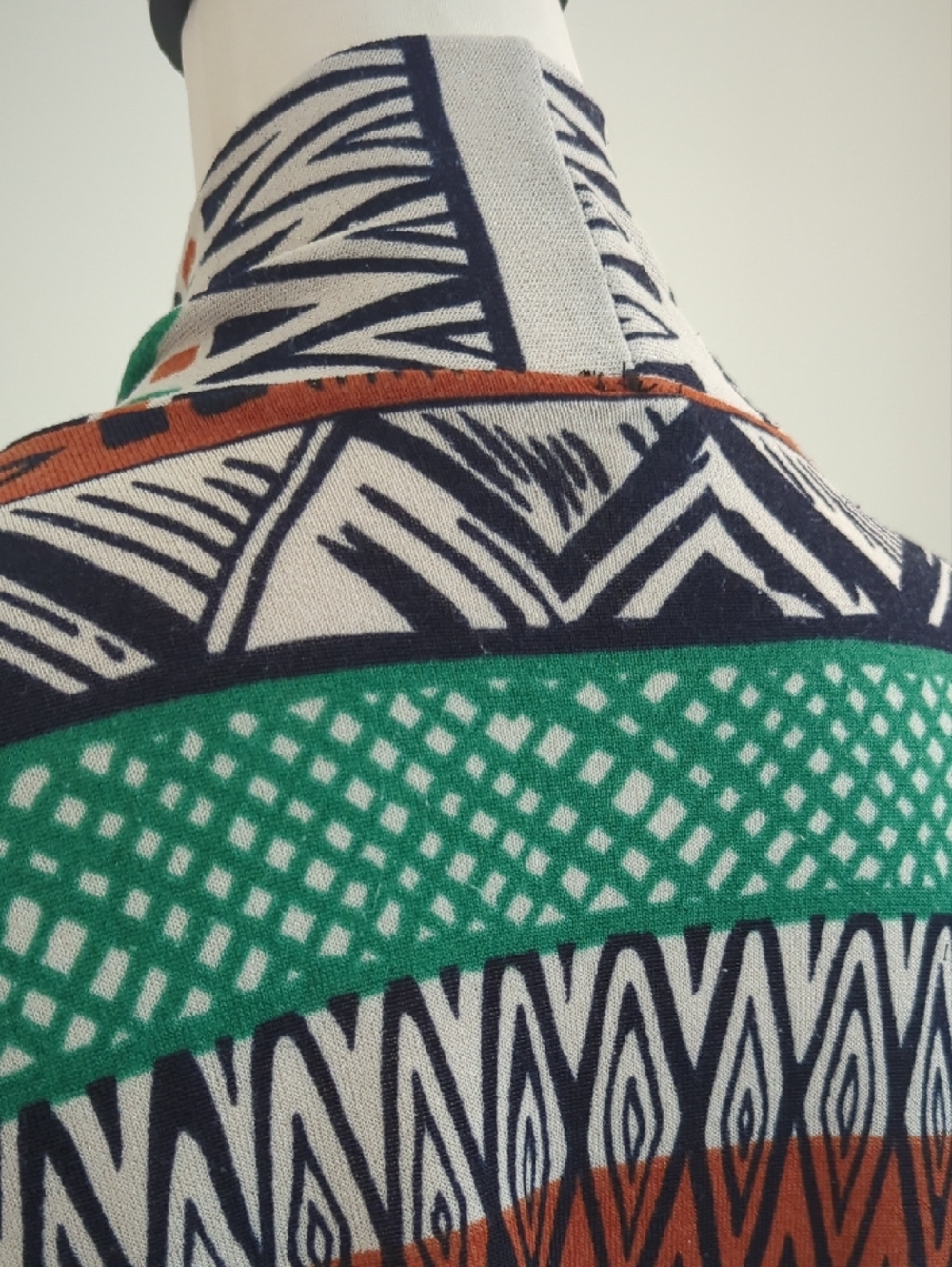 Adrienne Open Cardigan in Teal, Rust, Black & White Geometric Print - Picture 12 of 12
